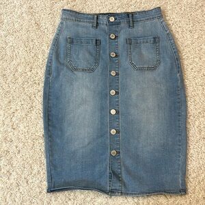 HAUTE HIPPIE TRIBE 2 Darcy faded pencil skirt with middle buttons down front EUC